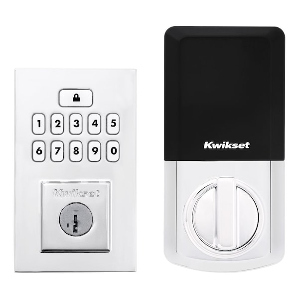 Contemporary SmartCode Keypad Electronic Deadbolt SmartKey Bright Chrome Finish